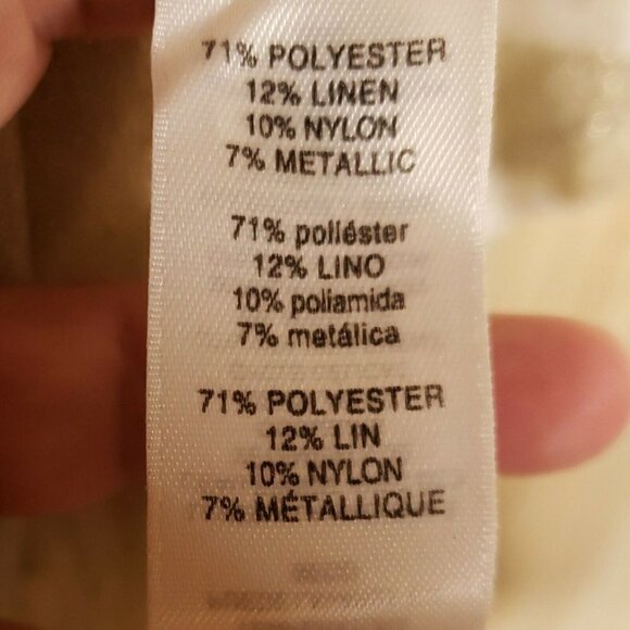 Chico's Womens Cream Gold Striped linen blend Short Sleeve Knit Top Small - Picture 6 of 6